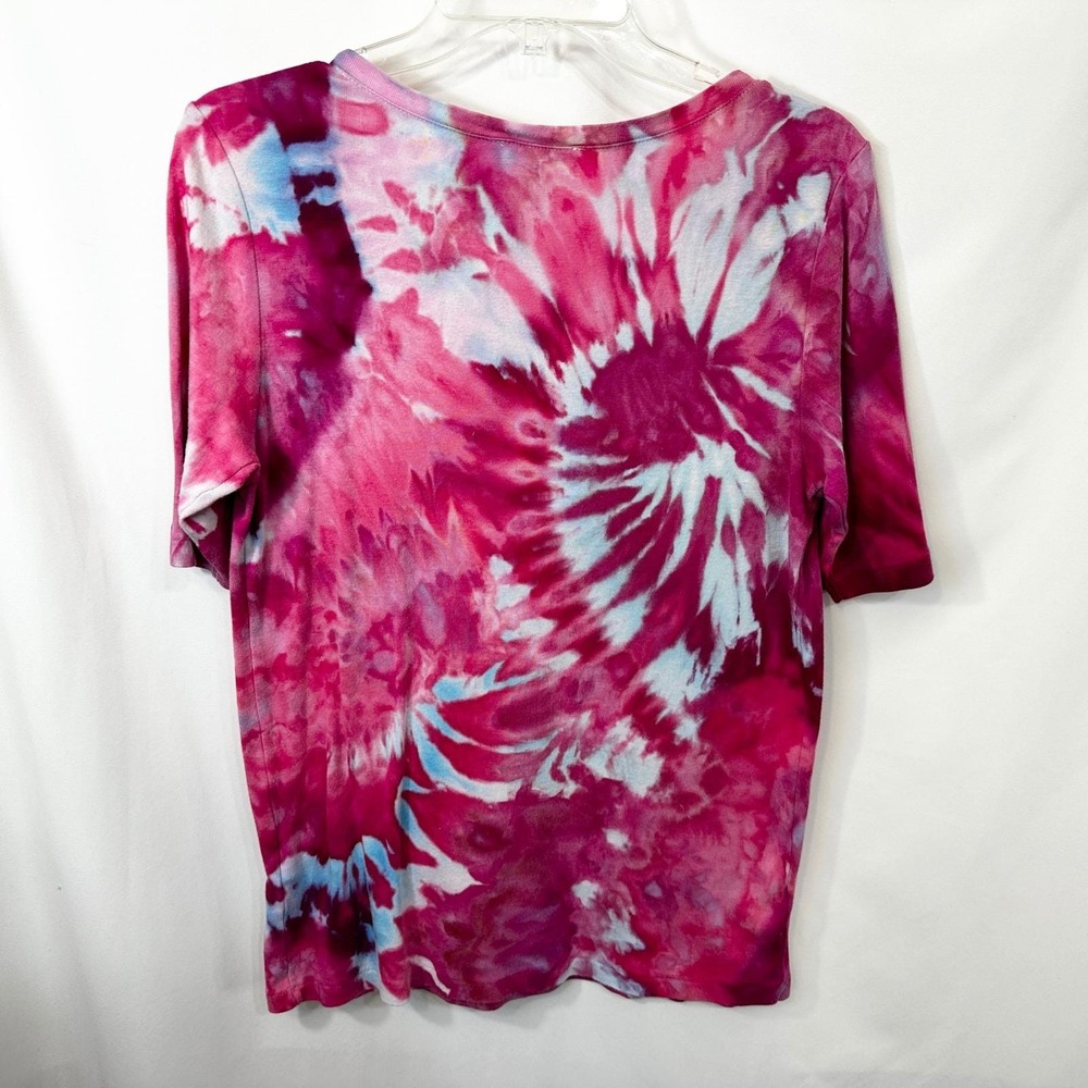 Ralph Lauren XL Top‎ Handmade Tie Dye Pink Blue Spiral Festival Boho Artsy 430 - Picture 3 of 11